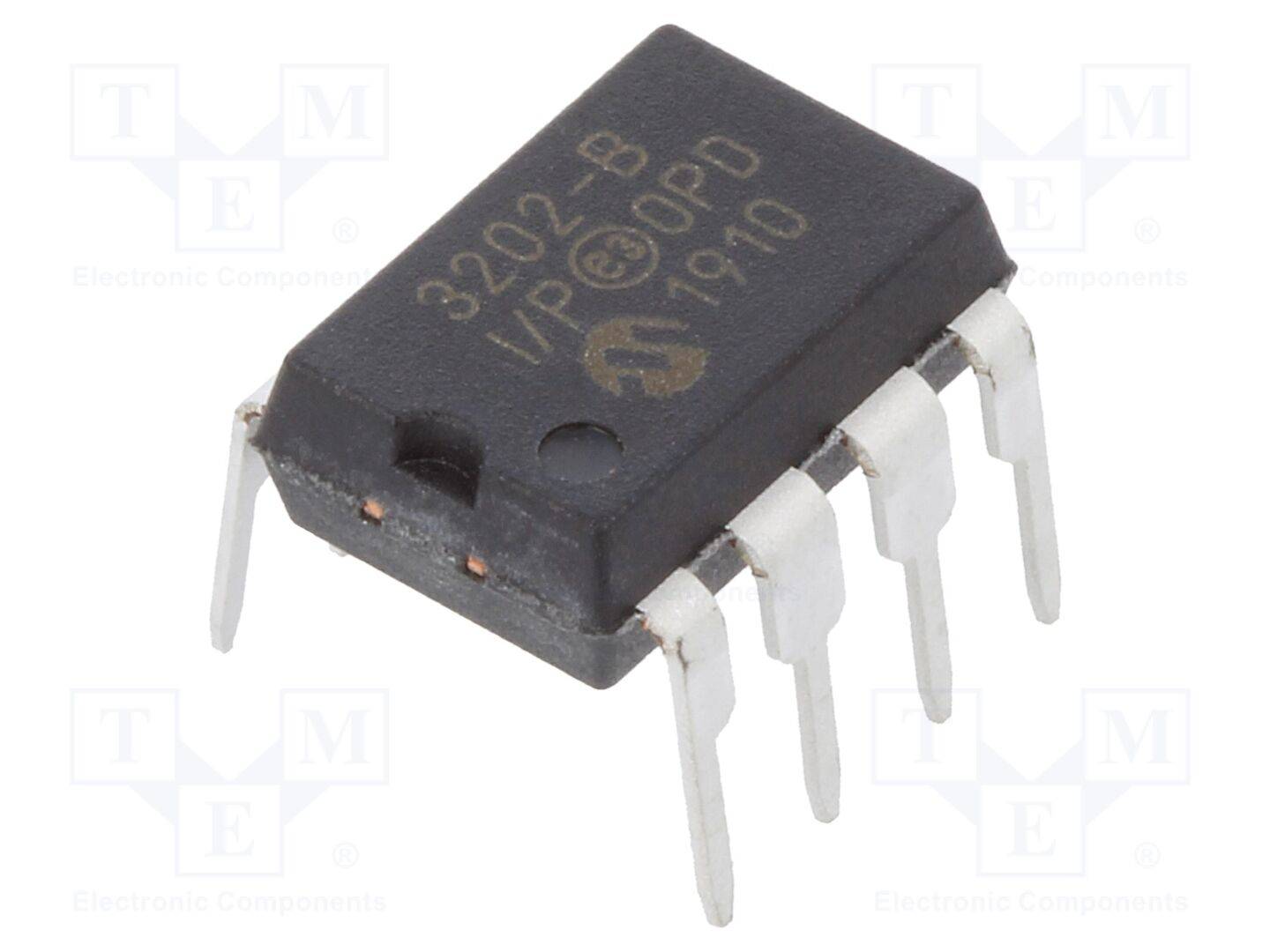 MICROCHIP TECHNOLOGY MCP3202-BI/P IC: omvormer A/D; Ch: 2; 12bit; 100ksps; 2,7÷5,5V; DIP8; buis - 1 stuk-0