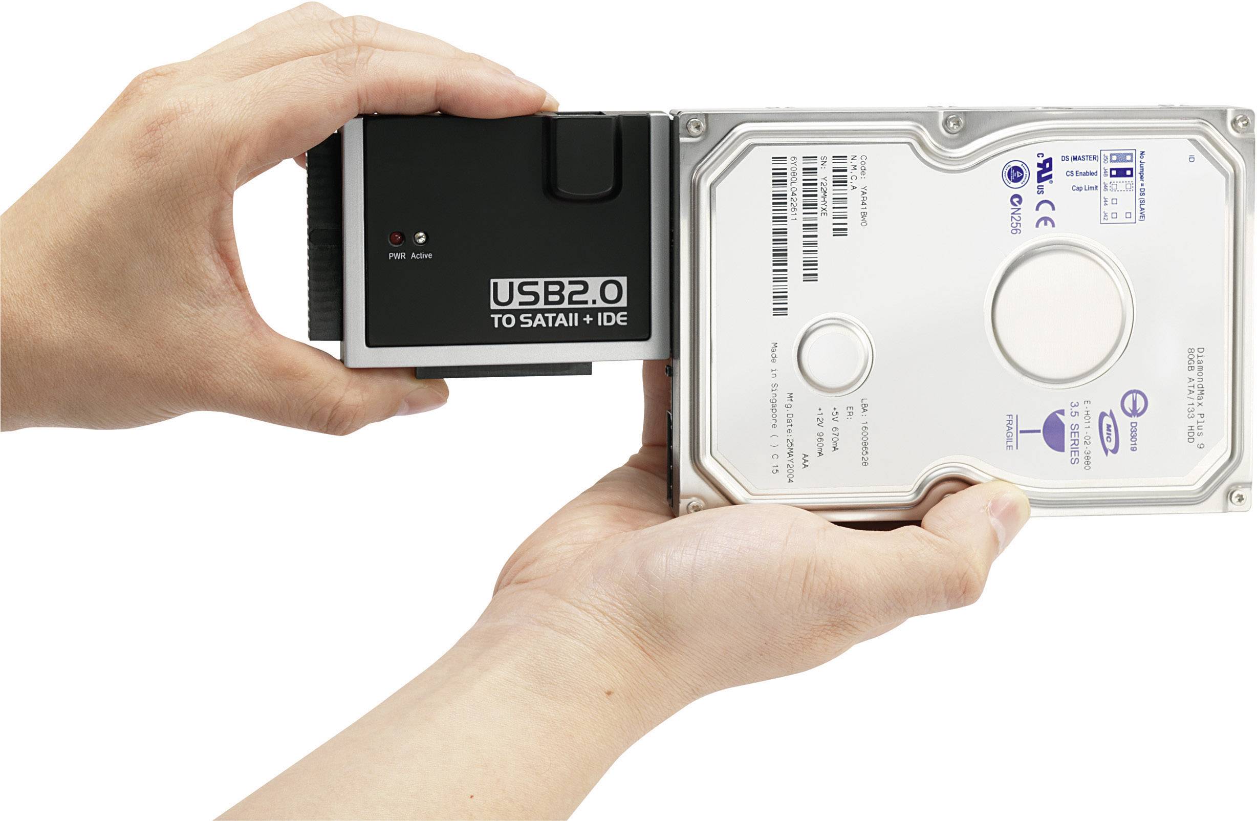 USB 2.0 Converter [1x USB-A 2.0 stekker - 1x IDE-bus 40-polig, IDE-bus 44-polig, SATA-combi-stekker 15+7-polig] 0.90 m-1