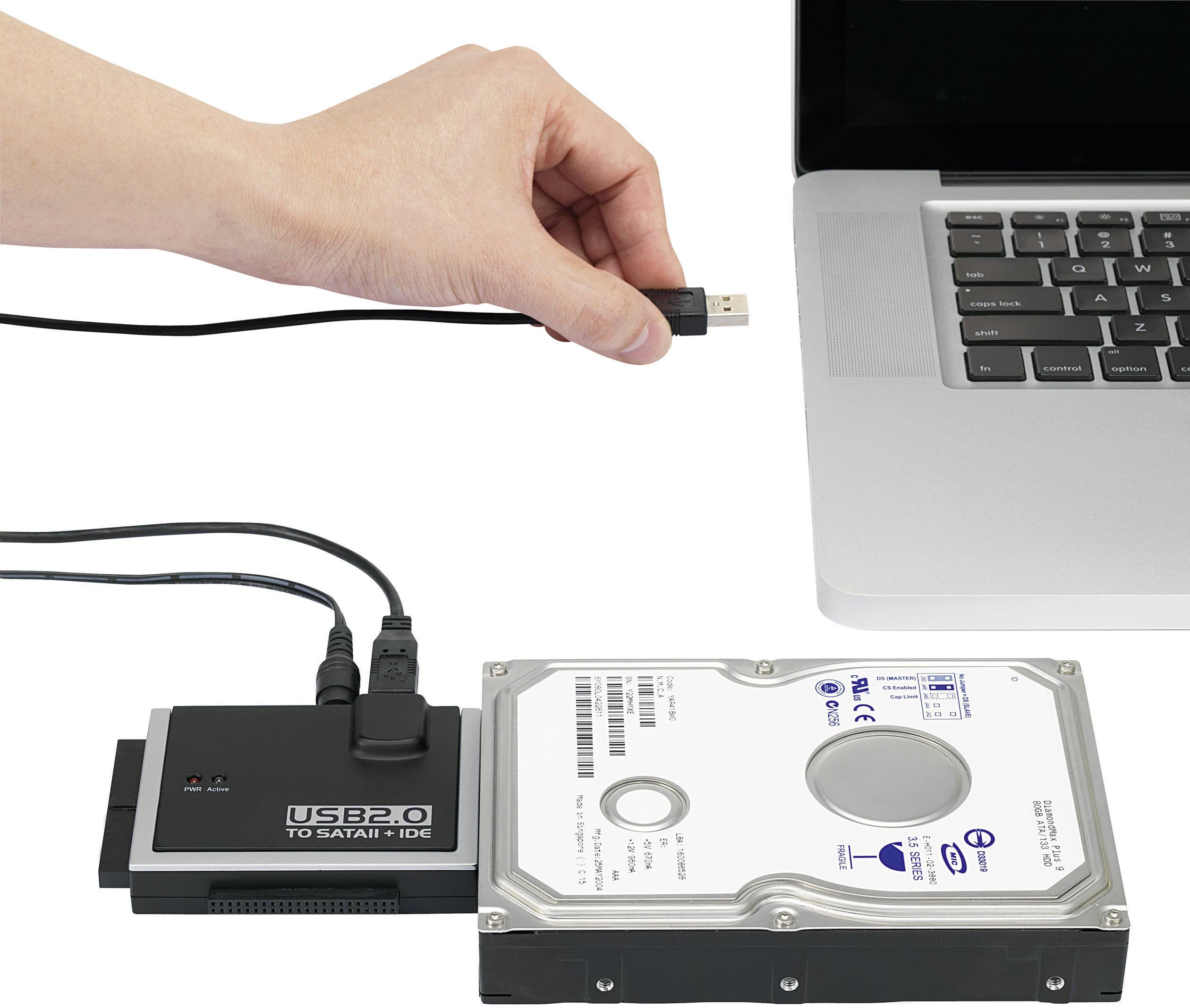 USB 2.0 Converter [1x USB-A 2.0 stekker - 1x IDE-bus 40-polig, IDE-bus 44-polig, SATA-combi-stekker 15+7-polig] 0.90 m-2