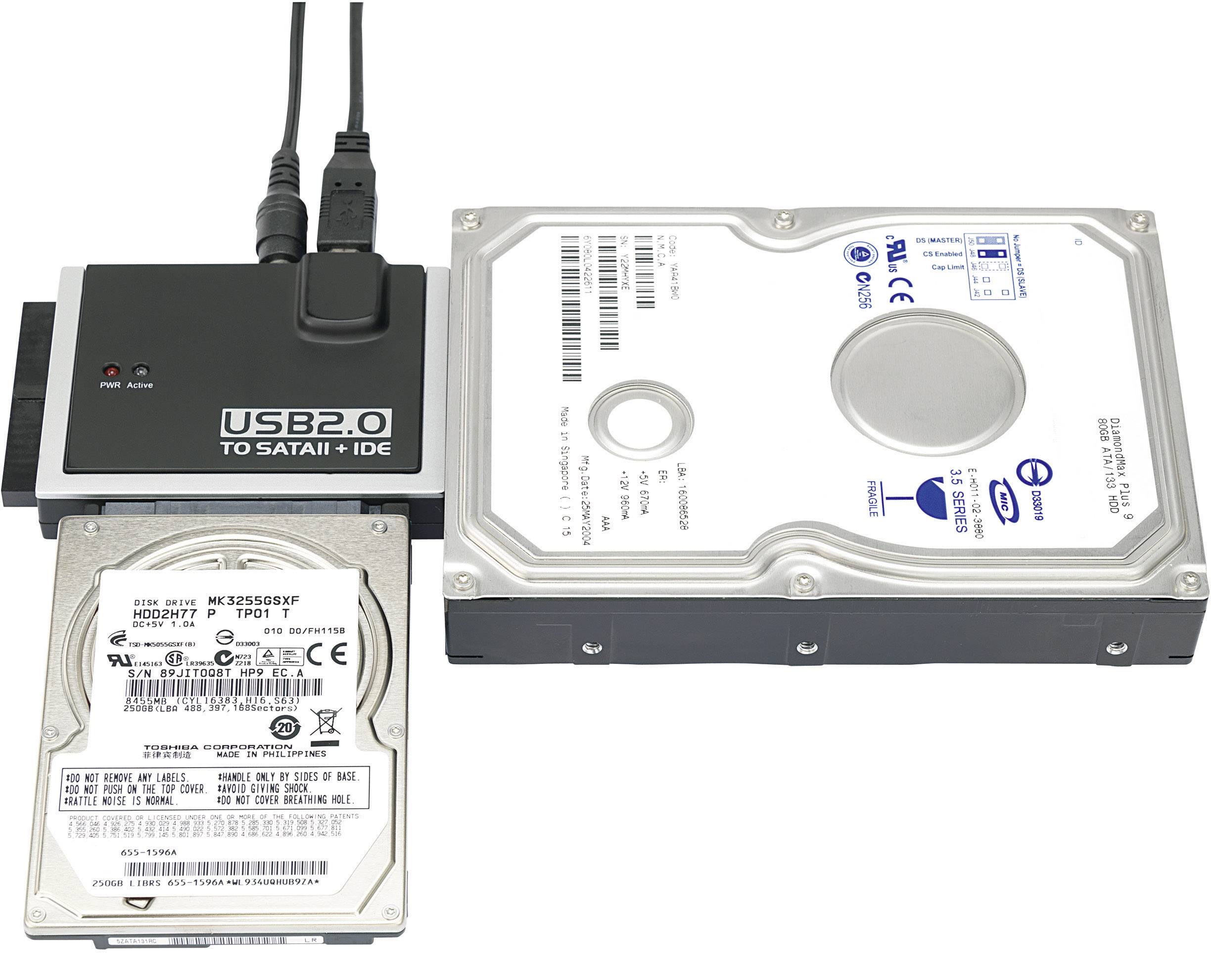 USB 2.0 Converter [1x USB-A 2.0 stekker - 1x IDE-bus 40-polig, IDE-bus 44-polig, SATA-combi-stekker 15+7-polig] 0.90 m-3