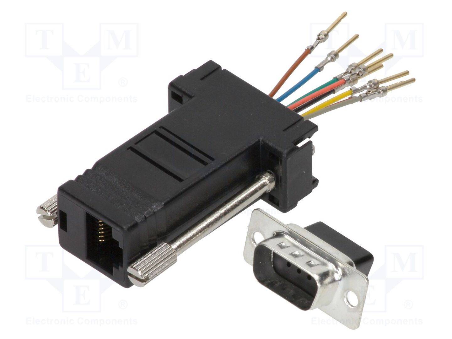 MH CONNECTORS MHDA9-PMJ8-K-RC Verloopstuk: adapter; D-Sub 9pin mannelijk,RJ45-aansluiting - 1 stuk-0