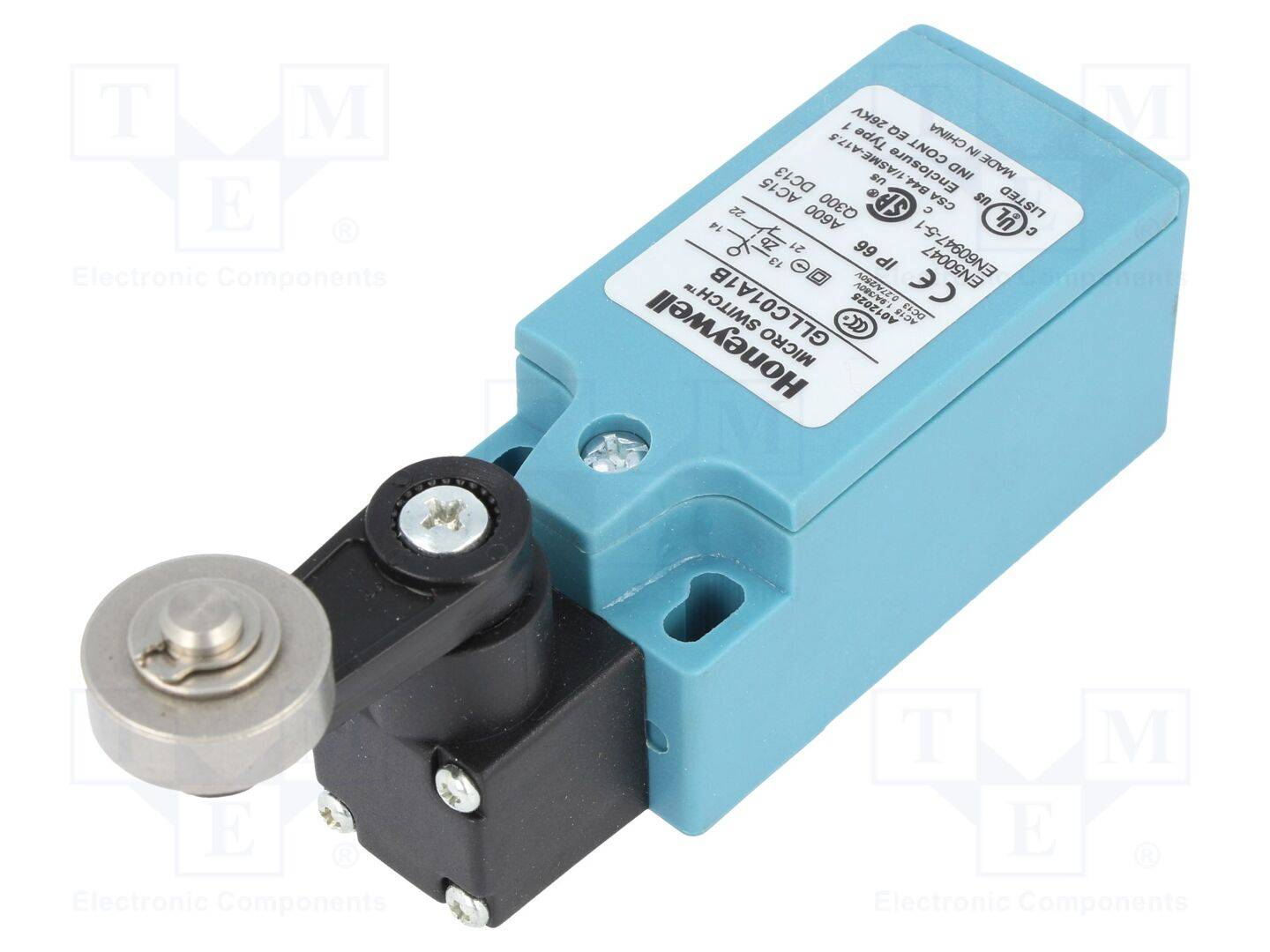 HONEYWELL GLLC01A1B Eindschakelaar; hefboom R 25mm, metalen rol Ø17mm; NO + NC; 10A - 1 stuk