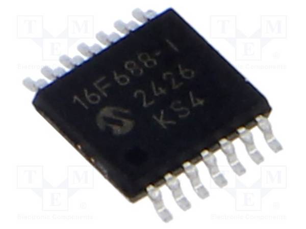 MICROCHIP TECHNOLOGY PIC16F688-I/ST IC: microcontroller PIC; 7kB; 20MHz; A/E/USART,GPIO,ICSP; SMD - 1 stuk