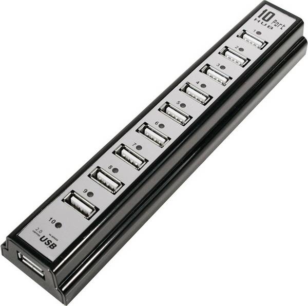 LogiLink UA0096 UA0096 USB-hub 10 poorten USB-A USB 2.0 480 MBit/s  Zwart