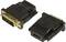 'Een HDMI-naar-DVI-adapter, weergegeven vanuit twee perspectieven, maakt de verbinding mogelijk tussen HDMI- en DVI-aansluitingen op apparaten.'