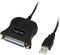 LogiLink USB-naar-printerkabeladapter, zwart, verbindt parallelle met USB-aansluiting, ideaal voor oudere printermodellen.