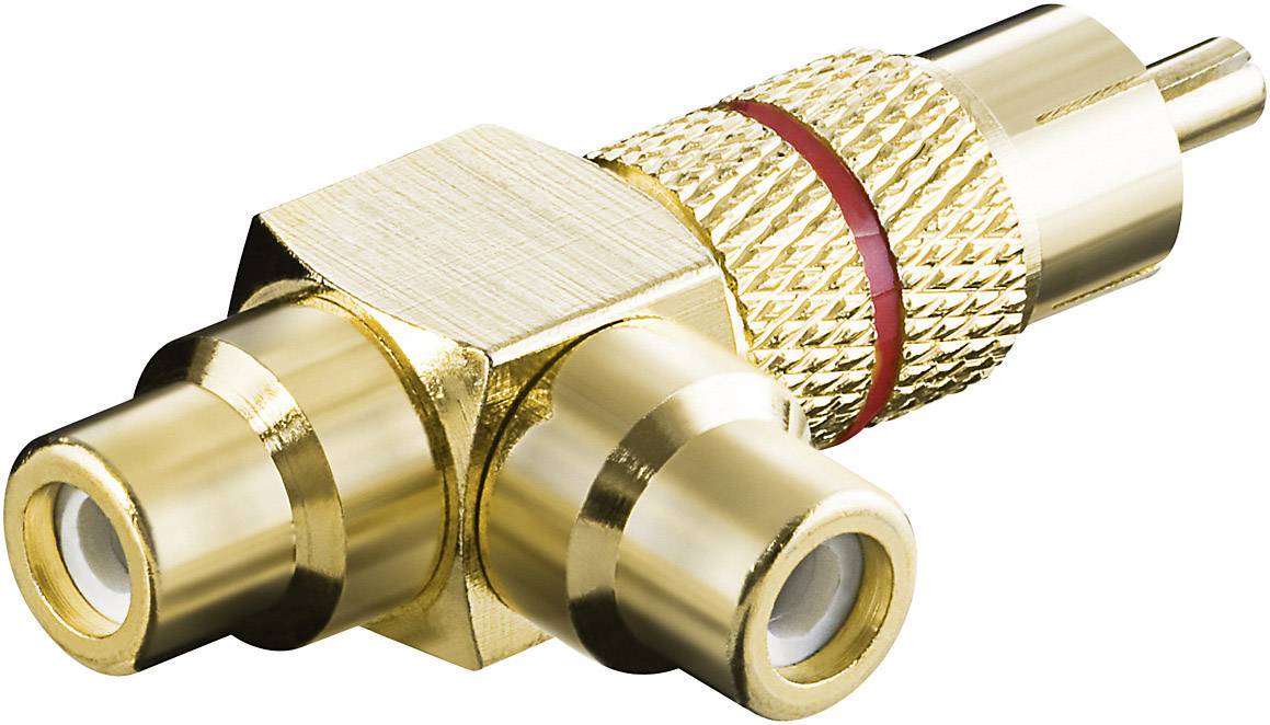 1x Tulp (m) - 2x Tulp (v) audio adapter/splitter - rood / verguld (metaal)-0