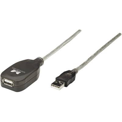 Manhattan USB-kabel USB 2.0 USB-A stekker, USB-A bus 5.00 m Transparant  519779