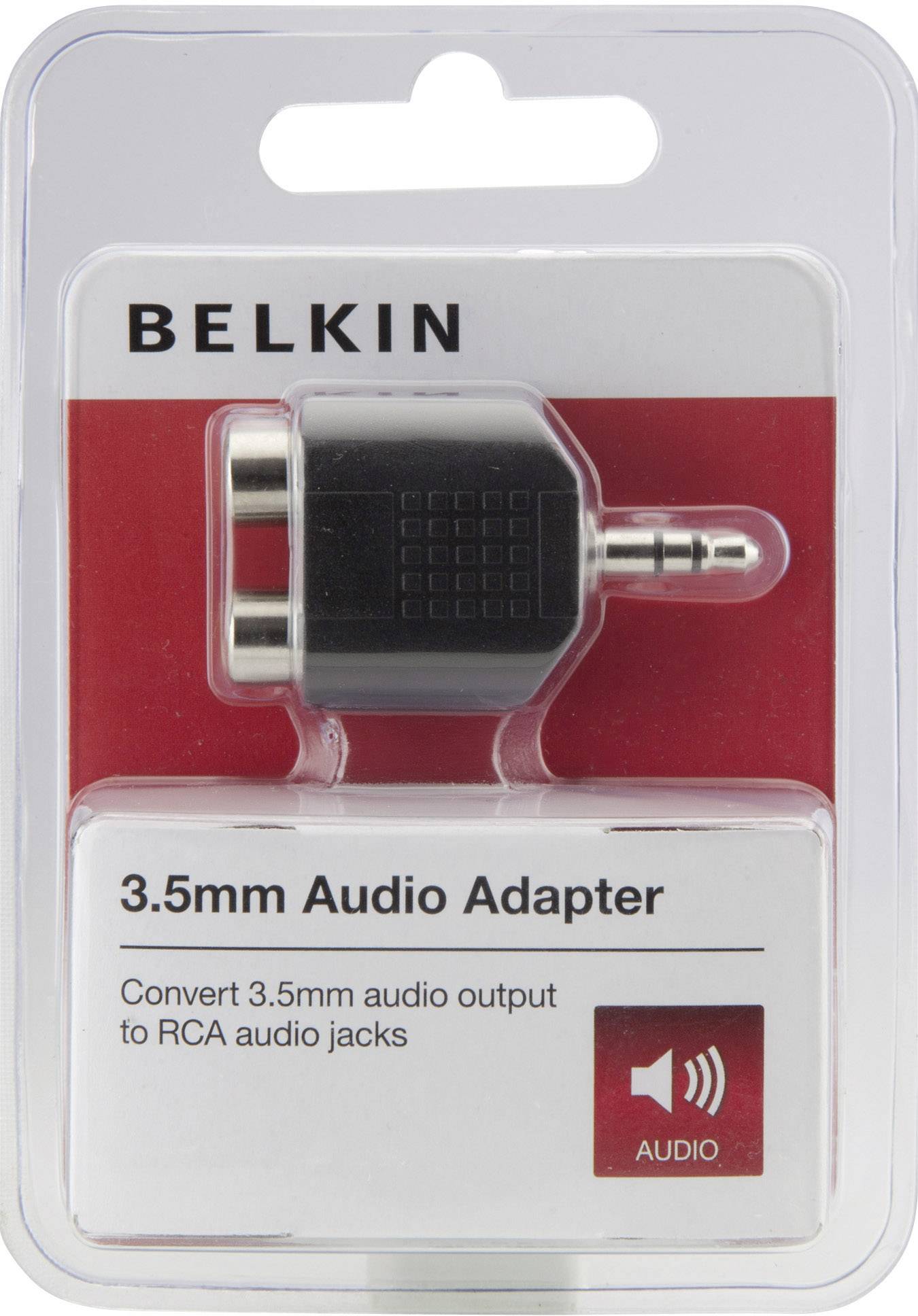 Belkin F3Y120bf Jackplug / Cinch Audio Y-adapter [1x Jackplug male 3,5 mm - 2x Cinch-koppeling] Zwart-1