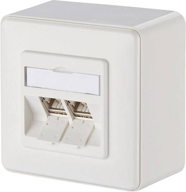 Metz Connect 130B12D20002-E Netwerkdoos Opbouw (op muur) CAT 6A 2 poorten Zuiver wit