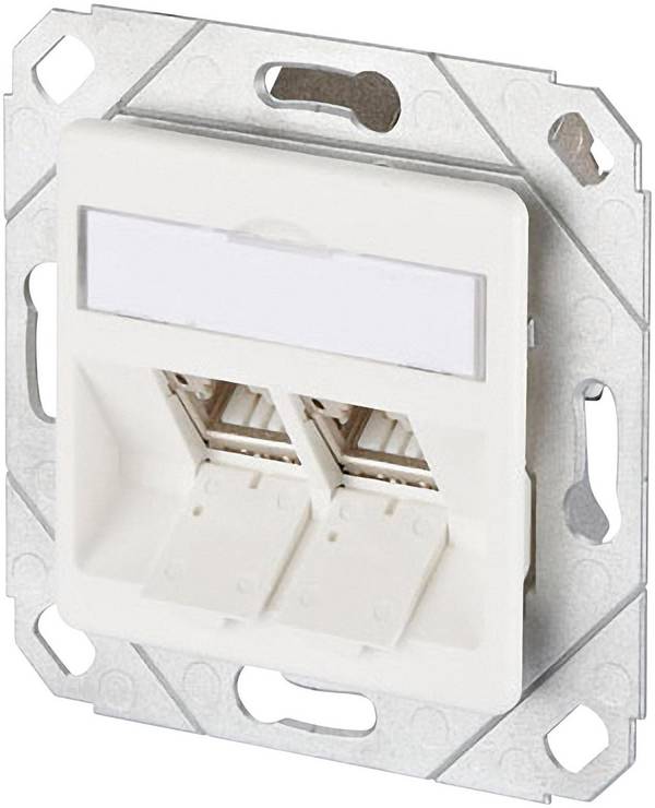 Metz Connect 130B12D21102-E Netwerkdoos Inbouw (in muur) Inzet met centraalstuk CAT 6A 2 poorten Zuiver wit