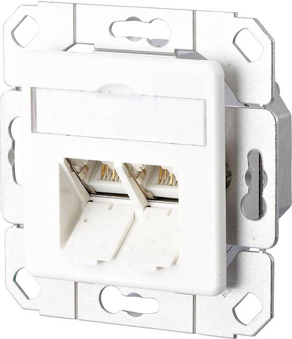 Metz Connect 1307381102-I Netwerkdoos Inbouw (in muur) Inzet met centraalstuk CAT 6 2 poorten Zuiver wit