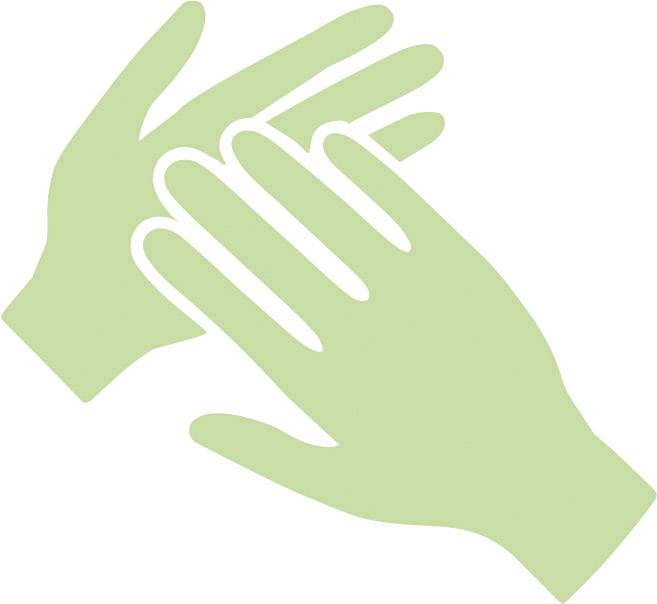 Twee groene handen die klappen, symbool voor applaus of erkenning.