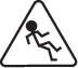 Waarschuwingsbord: Let op, gladheid. Pictogram van een persoon die valt.