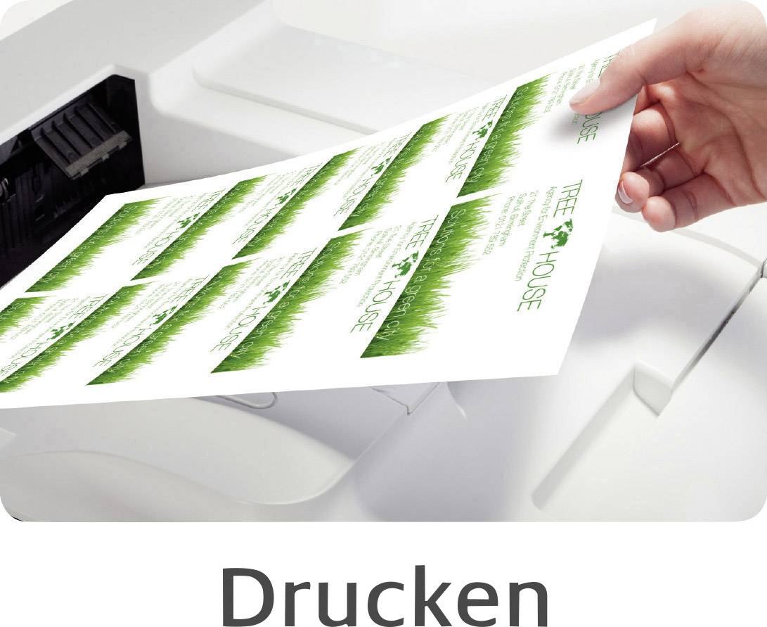 Een hand houdt een vel papier met groene grafieken voor een printer. Daaronder staat het woord 'Afdrukken'.