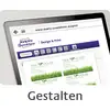 'Gestalten' toont een website-interface met ontwerp- en drukopties voor 'Avery Zweckform', inclusief etiketontwerp.