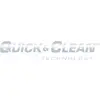 Een logo met de tekst 'Quick & Clean Technology' in blauw-glanzende letters.