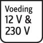 'Bedrijf 12 V & 230 V' in een rechthoekig bord.