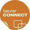 'Beurer CONNECT' logo op een oranje cirkel met witte tekst en onderling verbonden vierkanten rechtsboven.