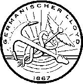 Het logo toont een anker en een kruisvormige vleugel met het opschrift 'Germanischer Lloyd 1867', symboliseert scheepvaart en verzekeringswezen.