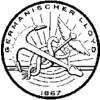 Het logo toont een anker en een kruisvormige vleugel met het opschrift 'Germanischer Lloyd 1867', symboliseert scheepvaart en verzekeringswezen.