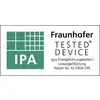 'Fraunhofer IPA' en 'Tested Device'. Certificering van igus energie- of lineaire geleiders. Rapportnummer IG 0308-295.