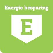 Groene achtergrond met wit wapen en letter 'E'. Bovenaan staat 'Energie besparen'.