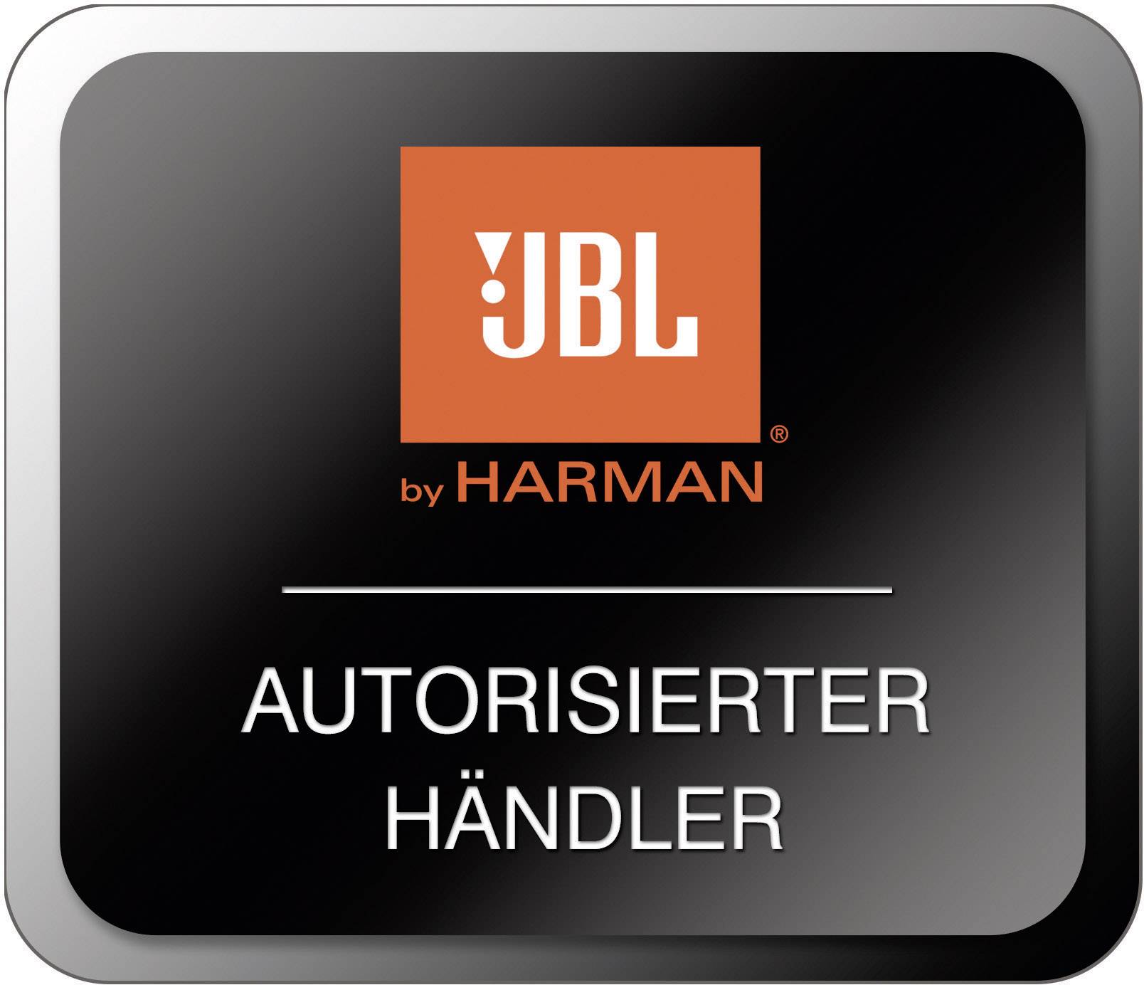'Rechthoekig bord met het logo van JBL by Harman. Daaronder staat 'Geautoriseerde dealer'.'