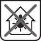 Een pictogram toont een doorgestreept huis met een lamp erin, wat "Geen binnenverlichting" betekent.
