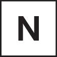 Het beeld toont een zwart vierkant met een witte, schreefloze letter 'N' in het midden.
