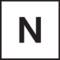 Het beeld toont een zwart vierkant met een witte, schreefloze letter 'N' in het midden.