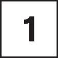Zwart vierkant met witte cijfer '1' in het midden; symboliseert een numerieke aanduiding of markering.