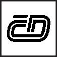 Logo met twee gestileerde, in elkaar grijpende letters 'CD' in het wit op een zwarte achtergrond.