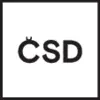 De afbeelding toont het logo met de letters 'CSD' in een pixelige lettertype op een zwarte achtergrond.