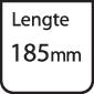 'Bord met opschrift: Lengte 185 mm.'