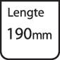 'Lengte 190 mm' staat in zwarte tekst op een witte achtergrond.