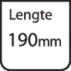 'Lengte 190 mm' staat in zwarte tekst op een witte achtergrond.