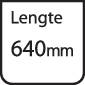 'Lengte 640 mm' staat in een rechthoekig veld.