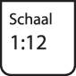 'Bord met opschrift: Schaal 1:12.'