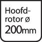 Hoofdrotor ø 200mm in een vierkant kader.