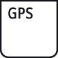 Zwart vierkant met witte tekst toont 'GPS'.