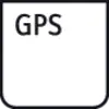 Zwart vierkant met witte tekst toont 'GPS'.
