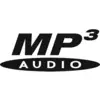 De afbeelding toont het logo 'MP3 Audio', bestaande uit 'MP3' in grote letters en 'AUDIO' eronder op een ovale achtergrond.