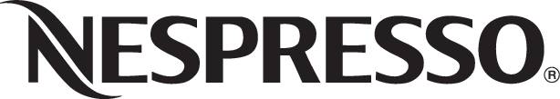 'NESpresso'-logo in witte letters op zwarte achtergrond.
