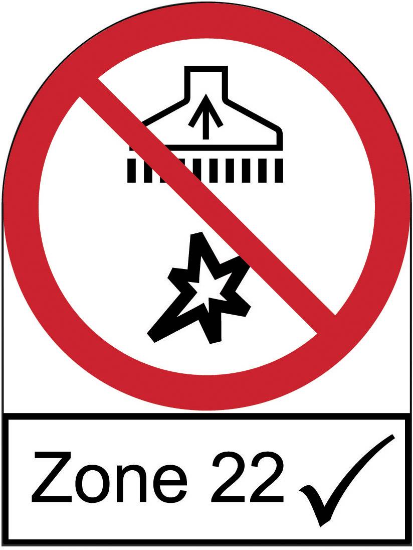 'Zone 22': Symbool met een rode cirkel en schuine streep dat vonkvorming in deze zone verbiedt.