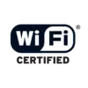 Wi-Fi-logo met de tekst 'Wi-Fi Certified', symboliseert een officiële certificering voor draadloze netwerkcompatibiliteit.