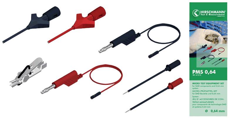 Вимірювальні дроти Hirschmann Test & Measurement PMS 0,64, 1,00 м, чорний, червоний