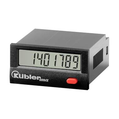 Cyfrowy wyświetlacz licznika Kubler pokazujący liczbę 1401789 z czerwonym przyciskiem resetowania z przodu.