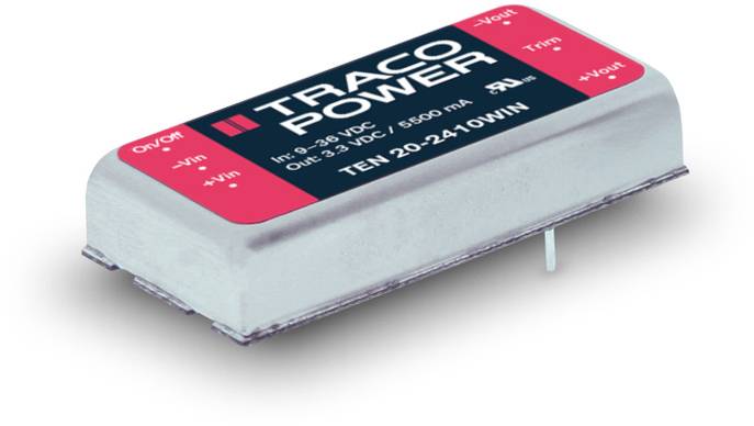 Перетворювач постійного струму TEN 20 Вт TracoPower TEN 20-2411WIN Вхід 9-36 В/DC Вихід 5 В/DC 4000 мА