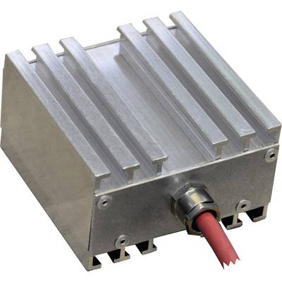 Obudowa aluminiowa z żebrami chłodzącymi i złączem kablowym, odpowiednia do odprowadzania ciepła w zastosowaniach elektronicznych.